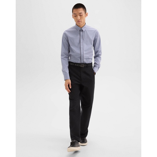 띠어리 Straight Shirt in Striped Cotton-Blend