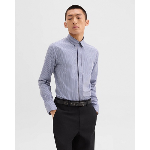 띠어리 Straight Shirt in Striped Cotton-Blend