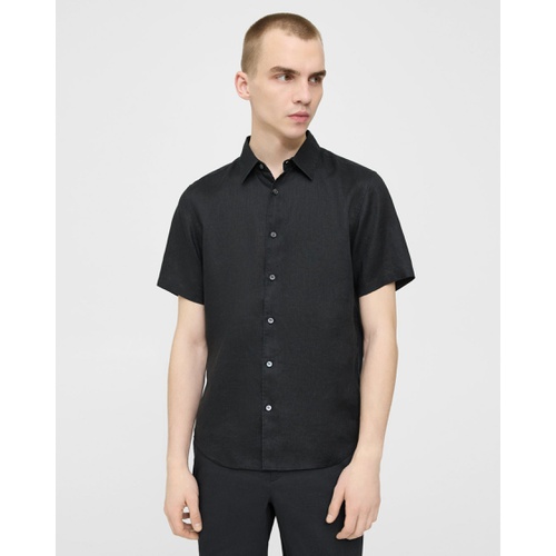 띠어리 Irving Short-Sleeve Shirt in Relaxed Linen