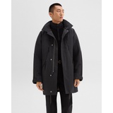 Hooded Parka in Wool-Blend Twill