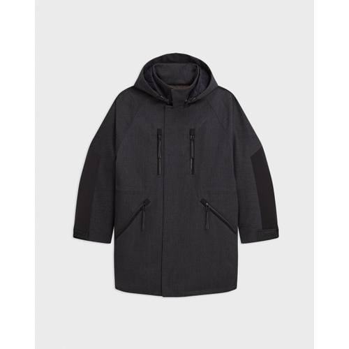 띠어리 Hooded Parka in Wool-Blend Twill