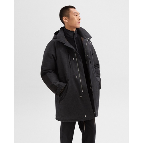 띠어리 Hooded Parka in Wool-Blend Twill