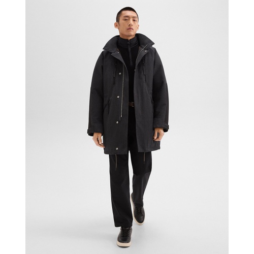 띠어리 Hooded Parka in Wool-Blend Twill