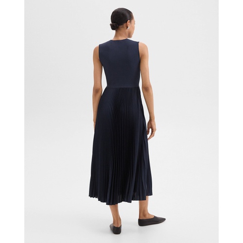 띠어리 Pleated Combo Dress in Textured Satin