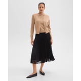 Pleated Midi Skirt in Leopard Lace