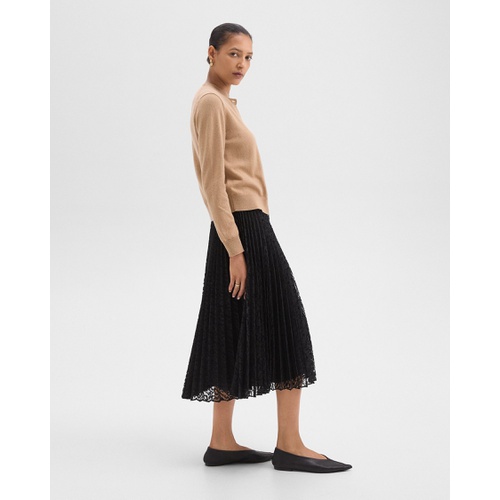 띠어리 Pleated Midi Skirt in Leopard Lace