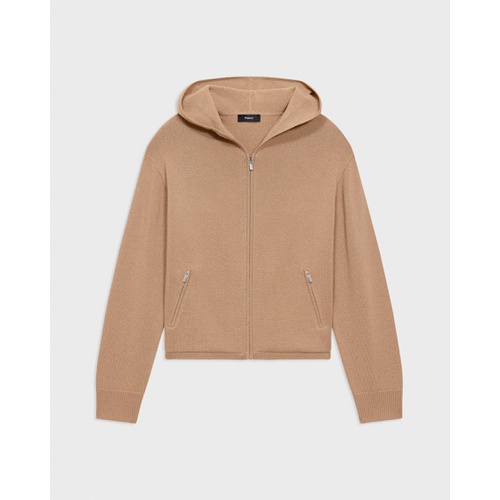 띠어리 Cropped Hoodie in Felted Wool-Cashmere