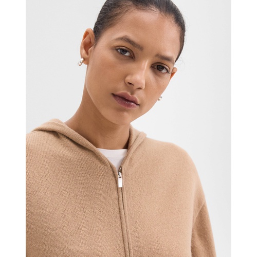 띠어리 Cropped Hoodie in Felted Wool-Cashmere