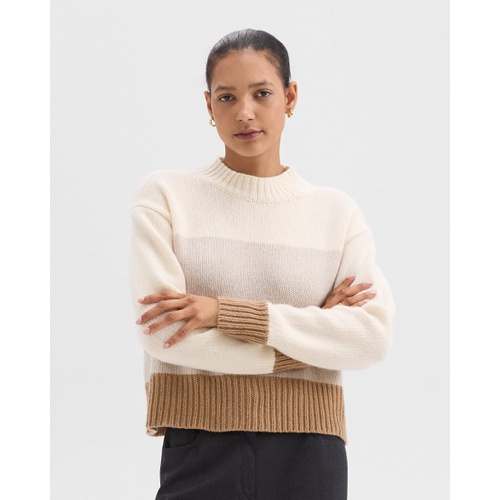 띠어리 Colorblock Sweater in Felted Wool-Cashmere