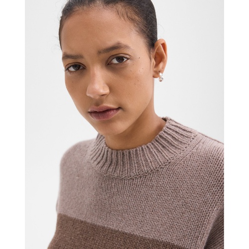 띠어리 Colorblock Sweater in Felted Wool-Cashmere