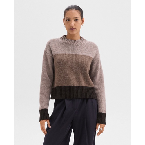 띠어리 Colorblock Sweater in Felted Wool-Cashmere