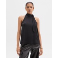 Tie-Neck Halter Top in Textured Satin