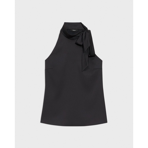 띠어리 Tie-Neck Halter Top in Textured Satin