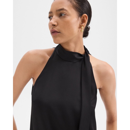 띠어리 Tie-Neck Halter Top in Textured Satin