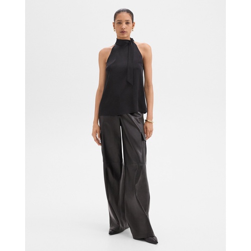 띠어리 Tie-Neck Halter Top in Textured Satin