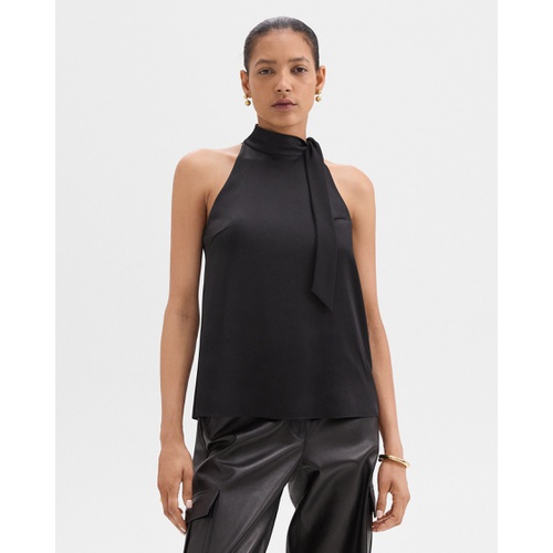 띠어리 Tie-Neck Halter Top in Textured Satin