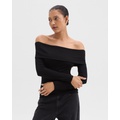 Off-the-Shoulder Top in Ribbed Viscose