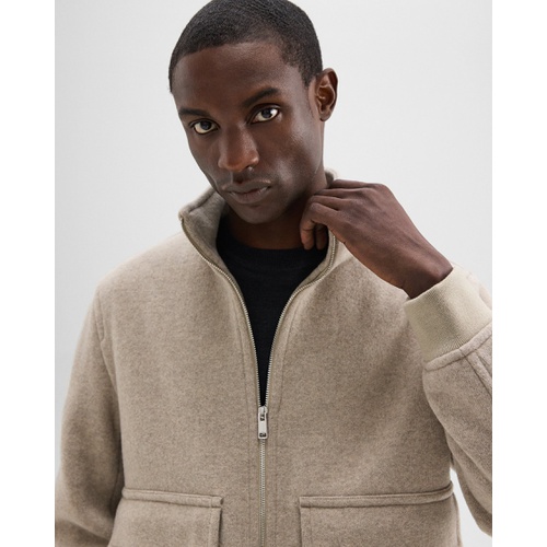 띠어리 Straight Bomber Jacket in Melange Wool-Blend Melton