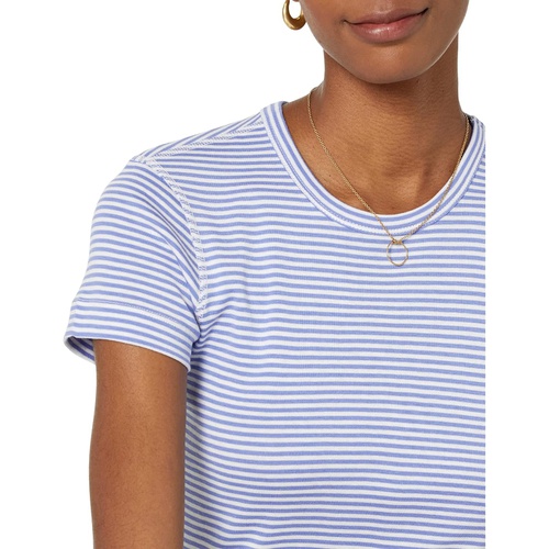  Three Dots 100% Cotton Heritage Knit Short Sleeve Stripe Crew