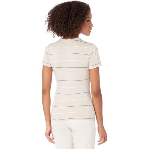  Three Dots Scoop Neck Tee Stripe