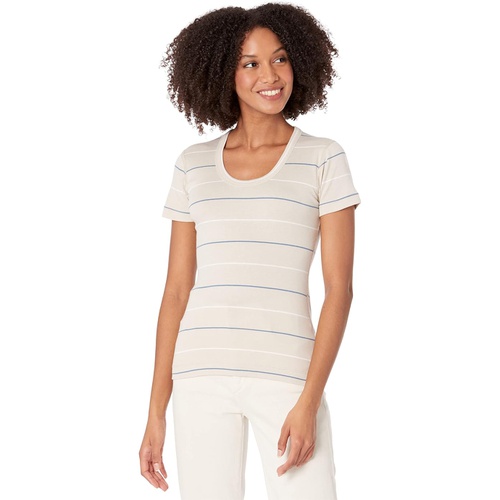  Three Dots Scoop Neck Tee Stripe