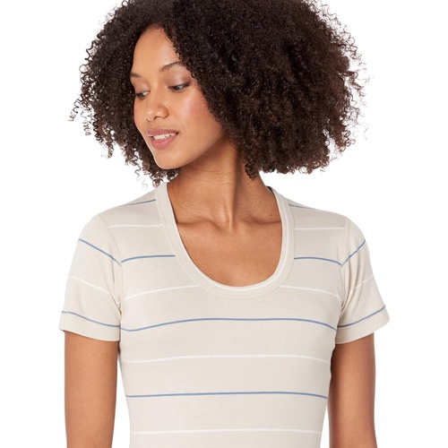  Three Dots Scoop Neck Tee Stripe