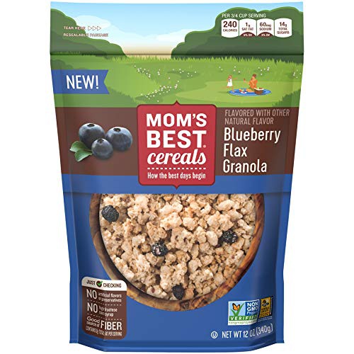  Three Sisters Moms Best Blueberry Flax Granola, Made with Whole Grain, Non-GMO Project Verified, Kosher, No High Fructose Corn Syrup, 12 Oz Bag (Pack of 6)