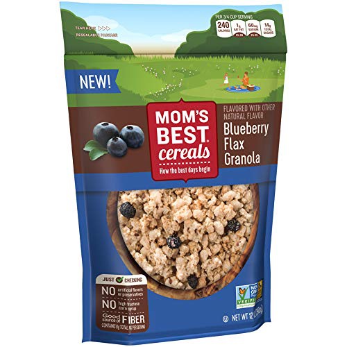  Three Sisters Moms Best Blueberry Flax Granola, Made with Whole Grain, Non-GMO Project Verified, Kosher, No High Fructose Corn Syrup, 12 Oz Bag (Pack of 6)