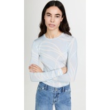 Tibi Tulipe All Over Jersey Fitted Long Sleeve Tee