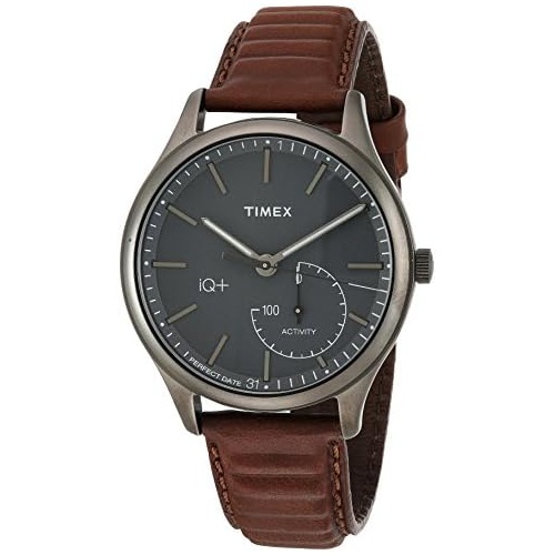  Timex Mens IQ+ Move Activity Tracker Leather Strap Smart Watch