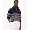 Tommy Hilfiger Mens Quarter Zip Stripe Sweatshirt