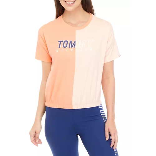 타미힐피거 Color Block Cropped Graphic T-Shirt