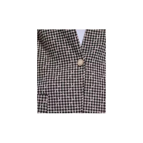 타미힐피거 Womens Checkered Shawl Collar Blazer