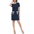 Womens Color Block Shift Dress with Pockets