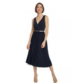 Womens Sleeveless Pleated Skirt Midi Dress