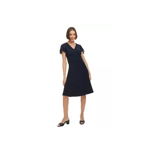 타미힐피거 Womens Flutter Sleeve Jersey A-Line Dress