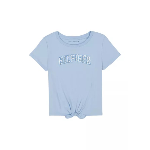 타미힐피거 Girls 7-16 Peaked Logo Sequin Graphic Tie Front T-Shirt