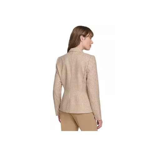 타미힐피거 Womens One Button Houndstooth Blazer