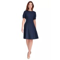 Womens Puff Sleeve Scuba Crepe Fit and Flare