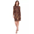 Womens Long Sleeve Casbah Paisley Mesh Side Tie Shift Dress