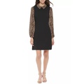 Womens Long Sleeve Collared Printed Dress