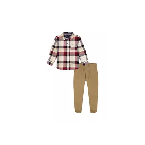 타미힐피거 Toddler Boys Woven Shirt and Pants Set