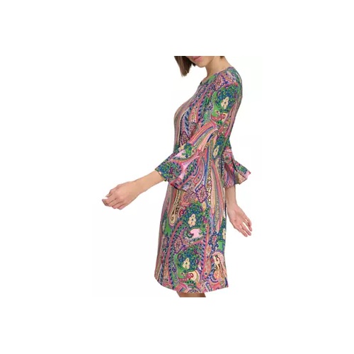 타미힐피거 Womens 3/4 Bell Sleeve Jaipur Paisley Shift