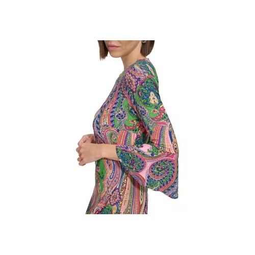 타미힐피거 Womens 3/4 Bell Sleeve Jaipur Paisley Shift