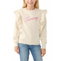 Girls 7-16 Ruffle Trim Fleece Crew Neck Pullover