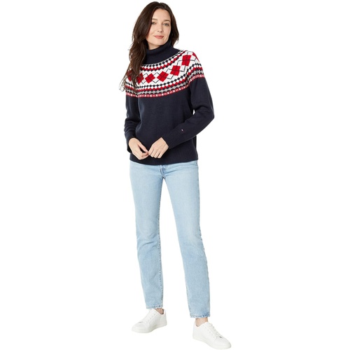 타미힐피거 Tommy Hilfiger Argyle Fair Isle Turtleneck Sweater