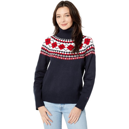 타미힐피거 Tommy Hilfiger Argyle Fair Isle Turtleneck Sweater