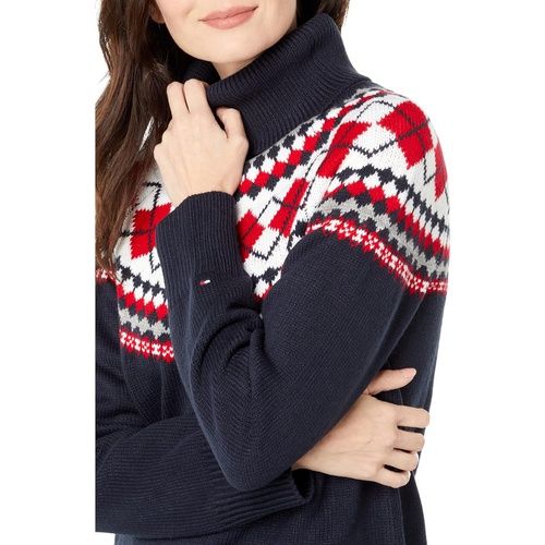 타미힐피거 Tommy Hilfiger Argyle Fair Isle Turtleneck Sweater