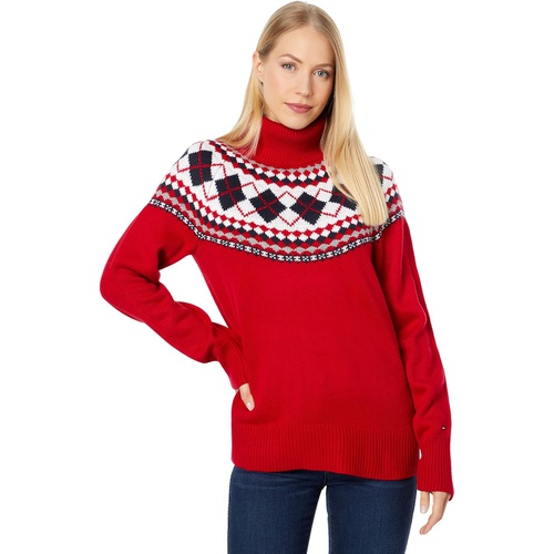 타미힐피거 Tommy Hilfiger Argyle Fair Isle Turtleneck Sweater