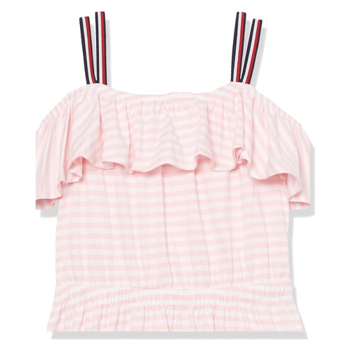 타미힐피거 Tommy Hilfiger Kids Ruffle Mini Stripe Dress (Big Kids)